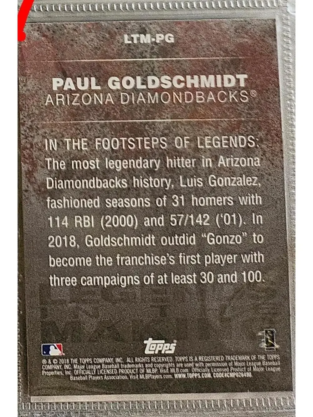 2018 Topps #LTM-PG Paul Goldschmidt Legends in the Making Blue - Picture 2 of 2